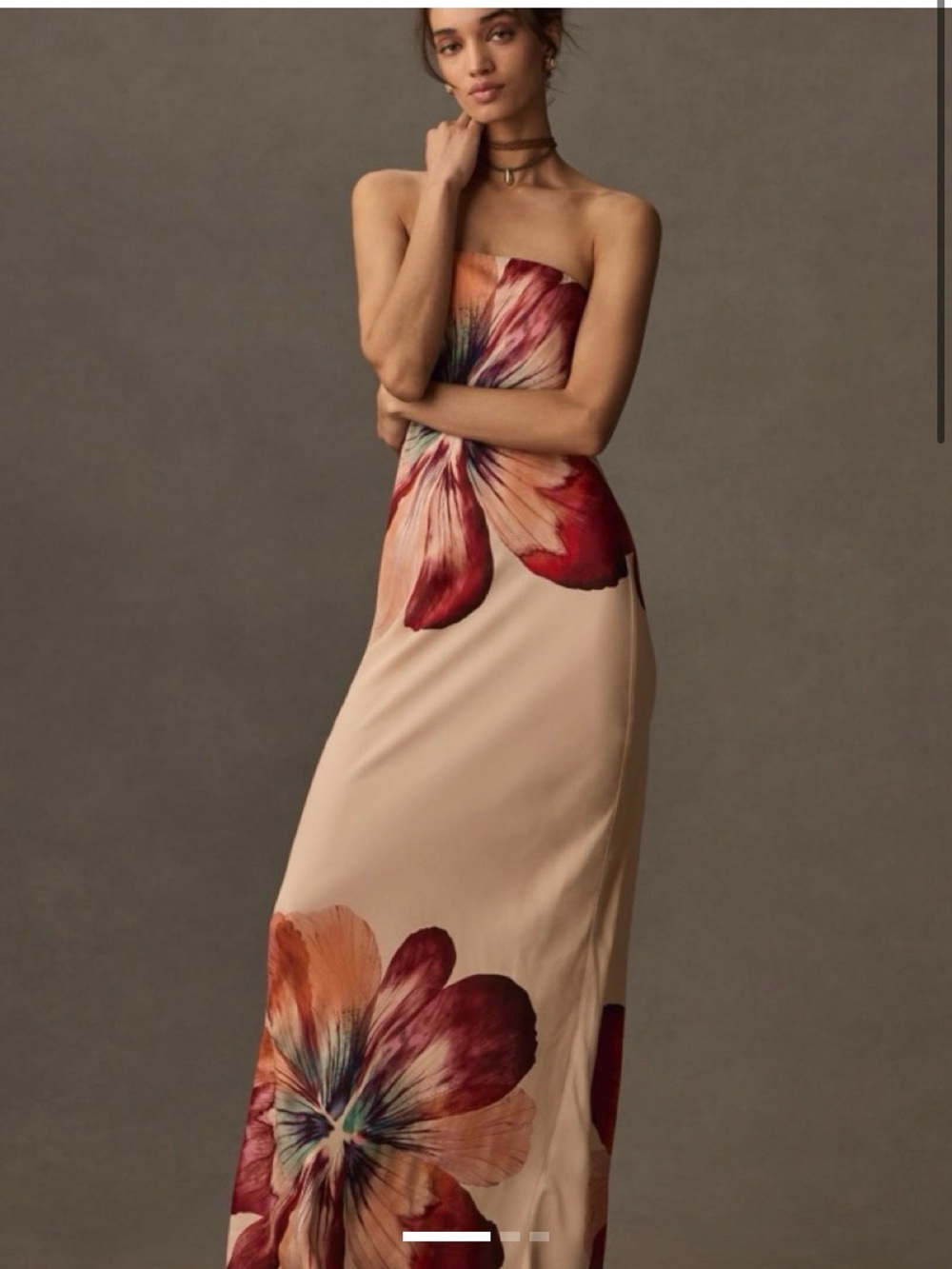 Anthropologie The Fleur Floral Strapless Dress LP